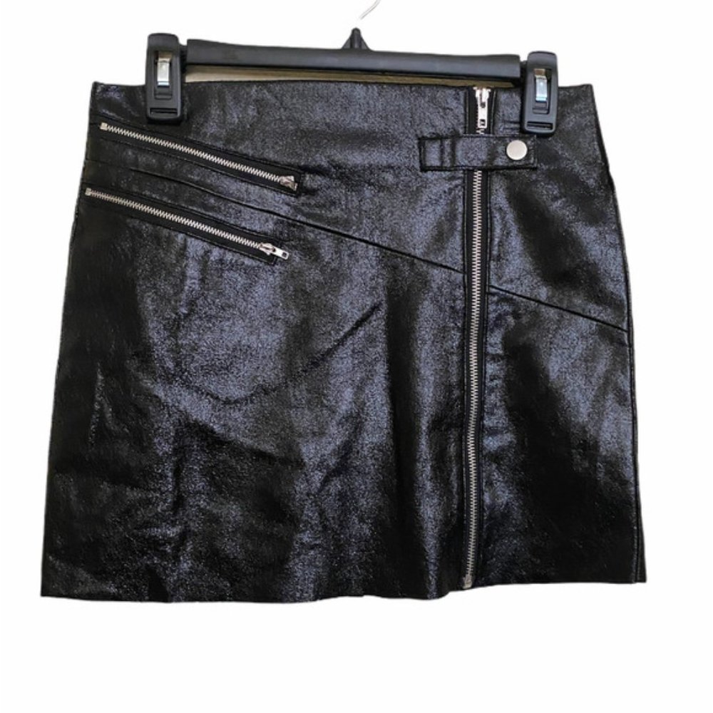 4SI3NNA Vegan Leather High-waisted Zipper Mini Skirt